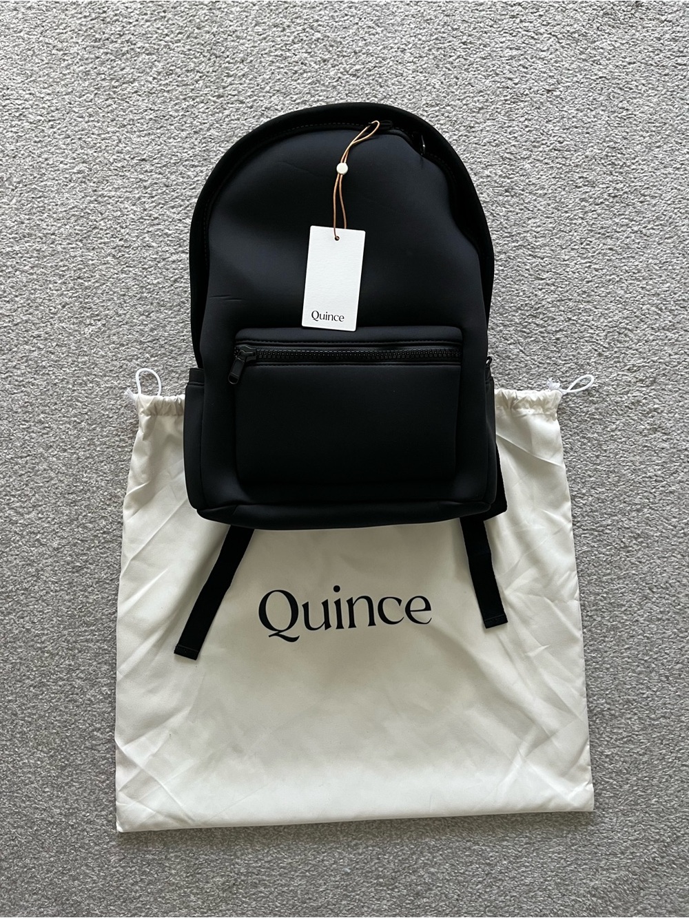 NWT Quince Black Neoprene Backpack with Front Zip Pocket - Picture 6 of 11